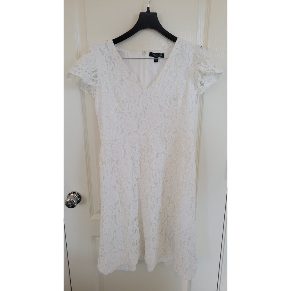 Ralph Lauren White Lace Midi Dress